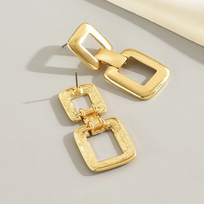 Square Patchwork Long Earrings