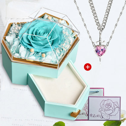 Heart & Sword Crystal Necklace Set – Stainless Steel Jewelry Gift Box