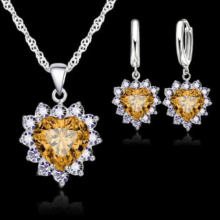 Cubic Zirconia Heart  Set