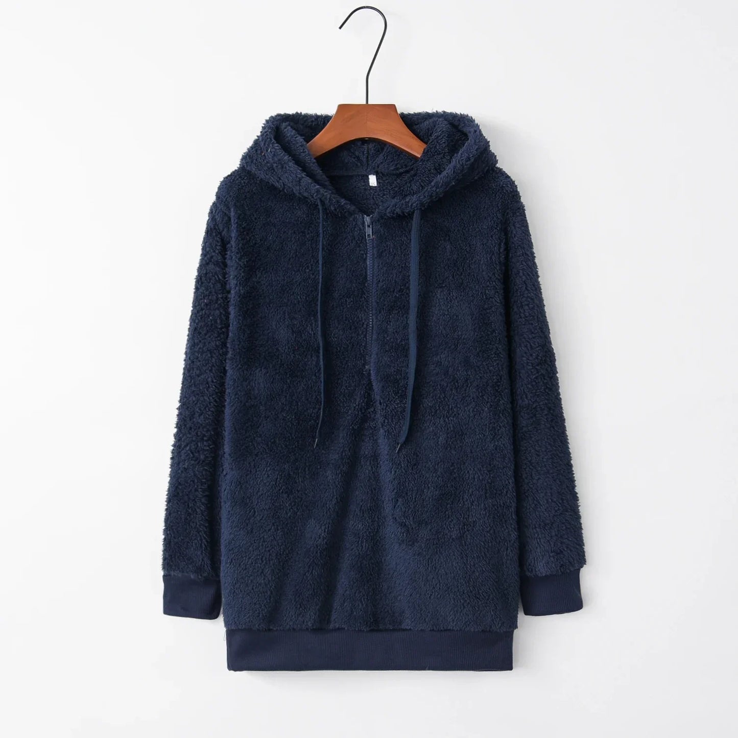 Plush Hooded Loose Sweatshirt Jacket for Women