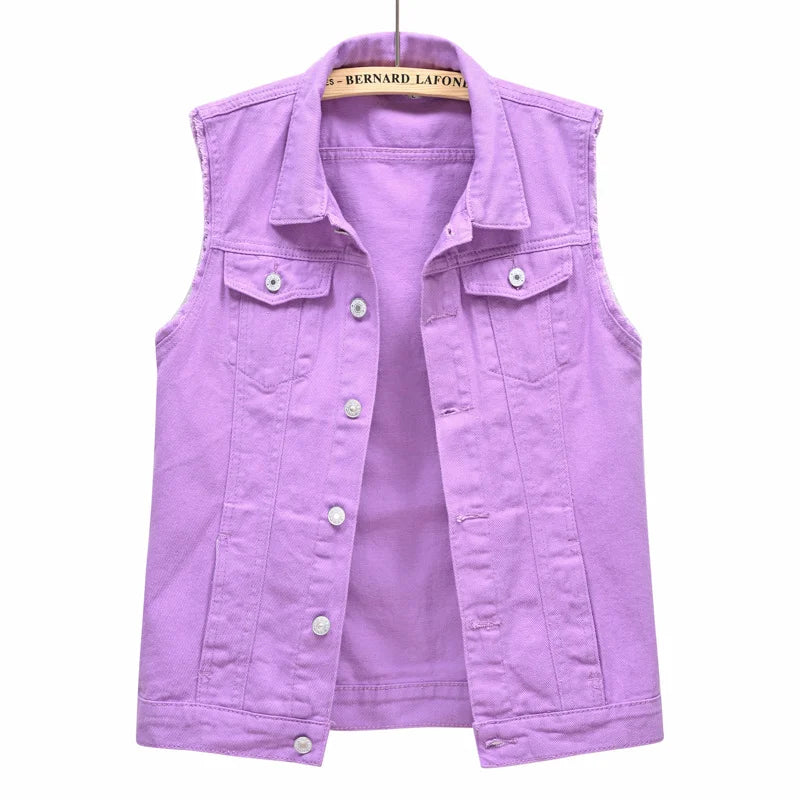 Vintage Sleeveless Denim Vest Women 2025