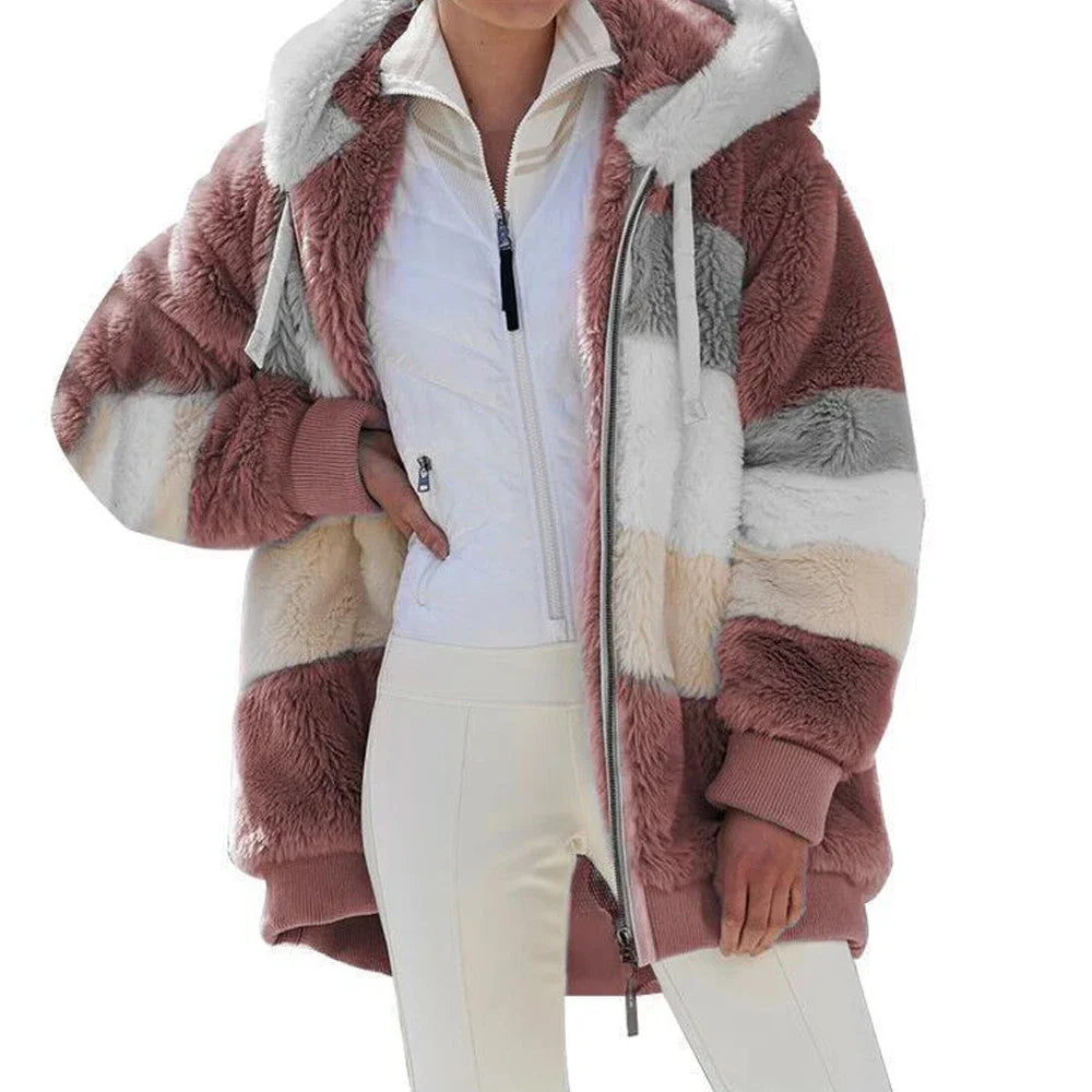 2025 Oversized Plush Hooded Jacket for Women