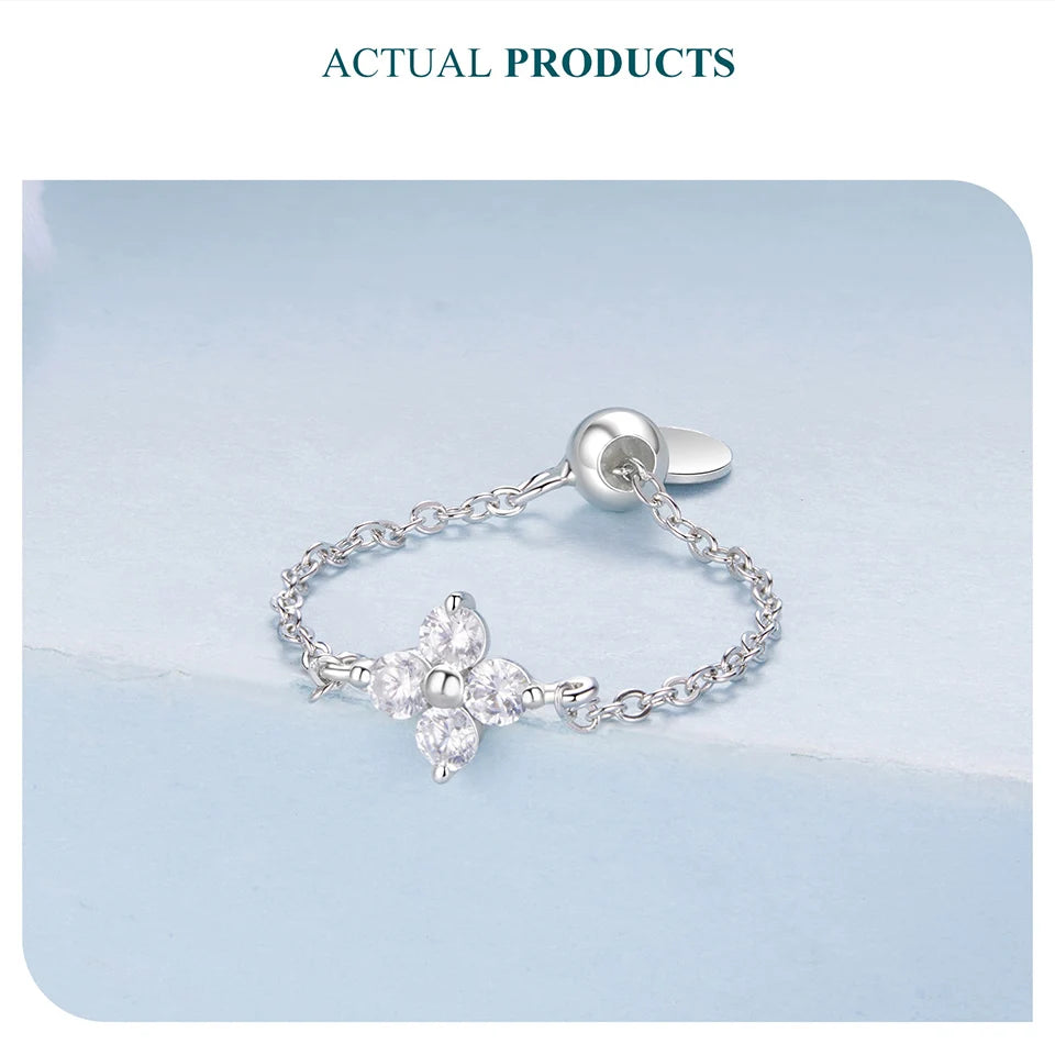 Four Leaf Clover Lucky Chain Ring