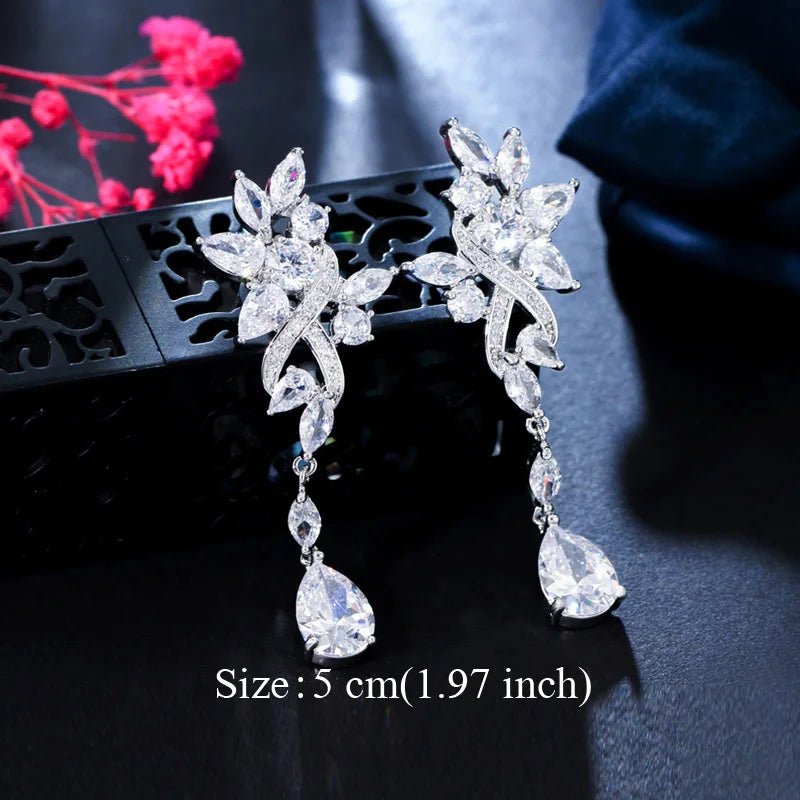 Water Drop CZ Silver Earrings