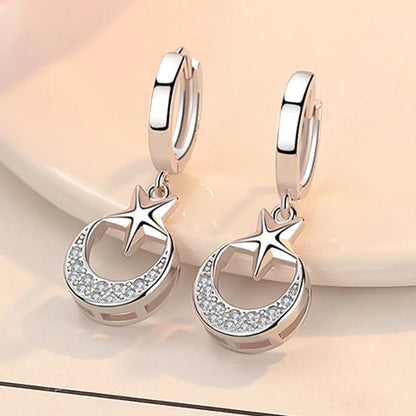 "925 Sterling Silver Crystal Hoop Earrings"