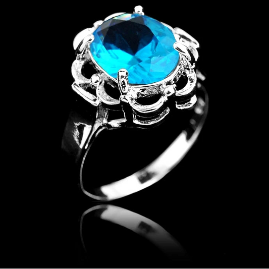 Green CZ Crystal Silver Ring for Women