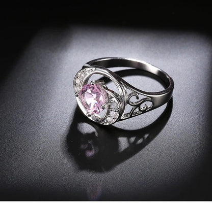 925 Sterling Silver Hollow CZ Crystal Rhinestone Wedding Ring for Women