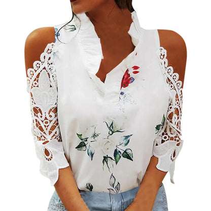 Floral Chiffon V-Neck Blouse for Women