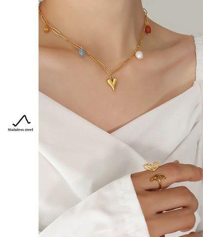 Heart Shaped Stainless Steel Pendant Necklace for Women