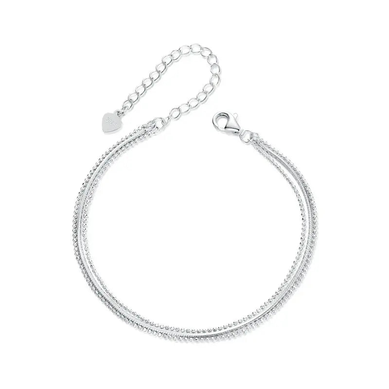 925 Silver Triple Layer Adjustable Bracelet