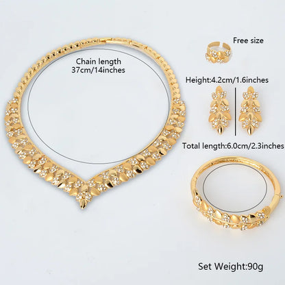 18K Gold Plated Leaf Bridal Jewelry Set