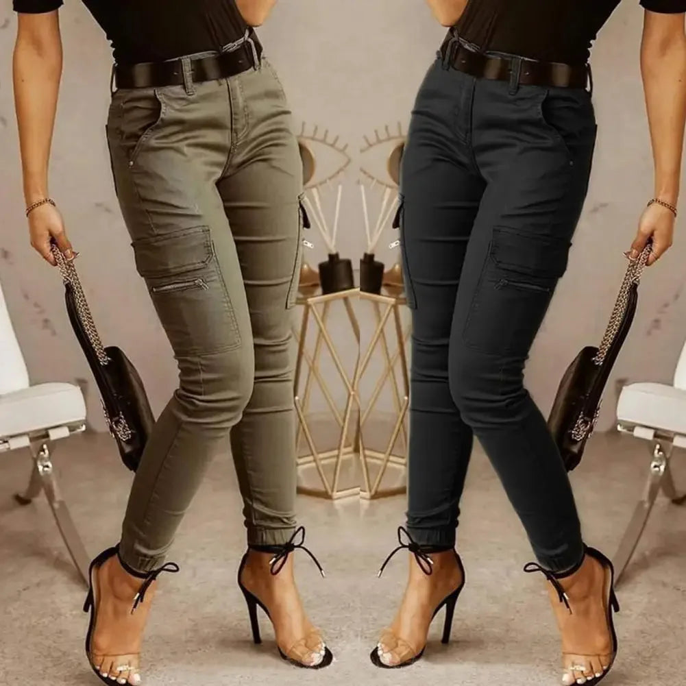 Low Waist Slim Cargo Pants for Women