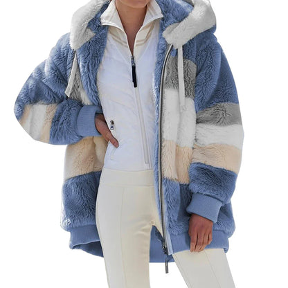 2025 Oversized Plush Hooded Jacket for Women