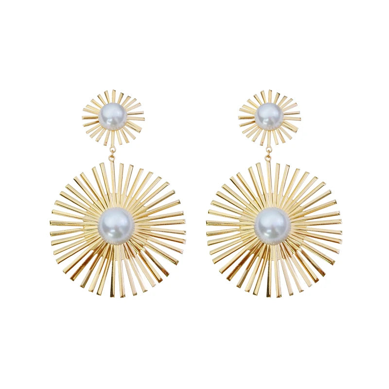 Geometric Irregular Round Pendant Earrings