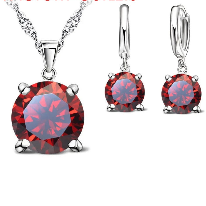 925 Silver CZ Pendant Jewelry Set
