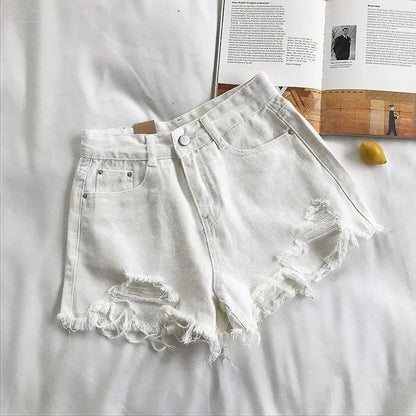 High Waist Ripped Denim Shorts for Women