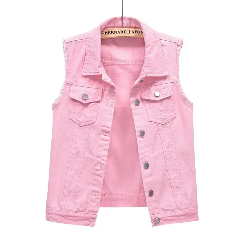 Vintage Sleeveless Denim Vest Women 2025