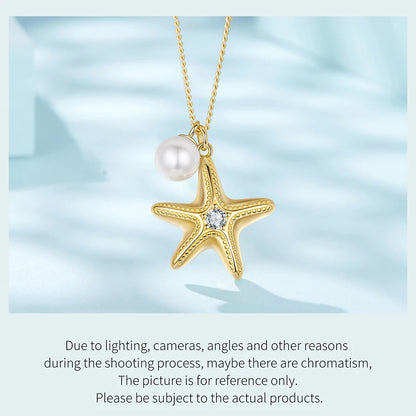 Starfish Round Pearl Beads Necklaces