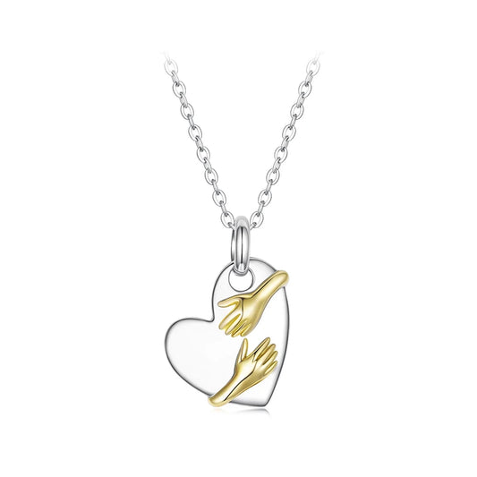 Two-tones Hug Heart  Necklace