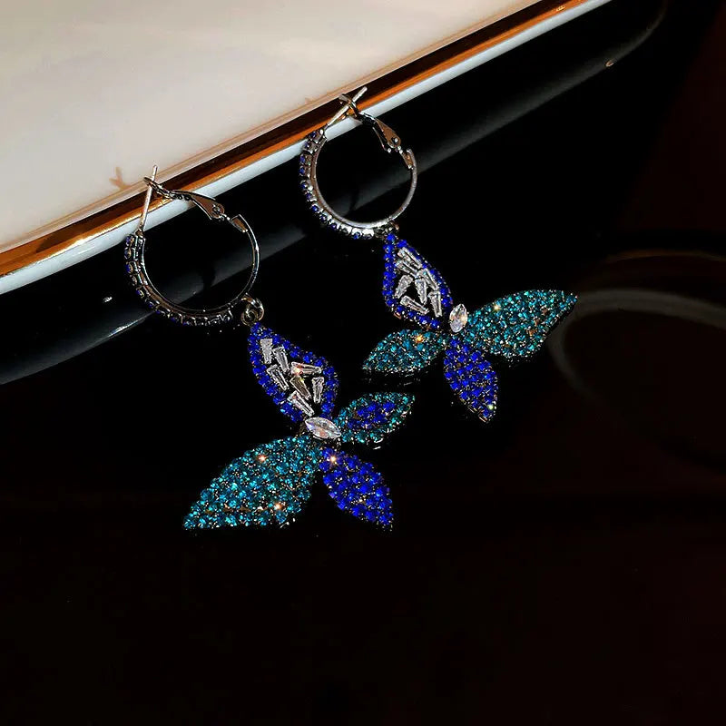 Green Zircon Butterfly Earrings