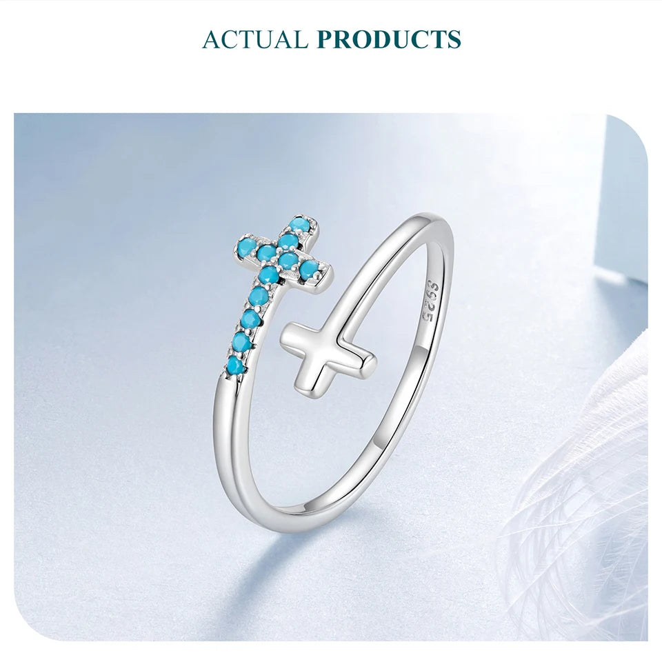 Turquoise Double Cross Open Ring