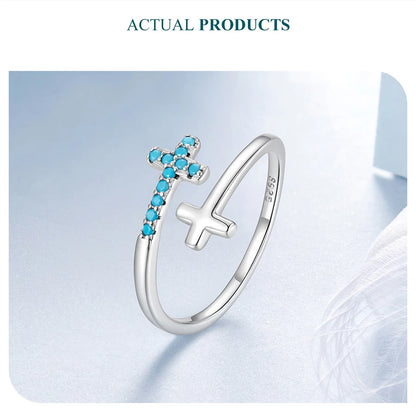 Turquoise Double Cross Open Ring