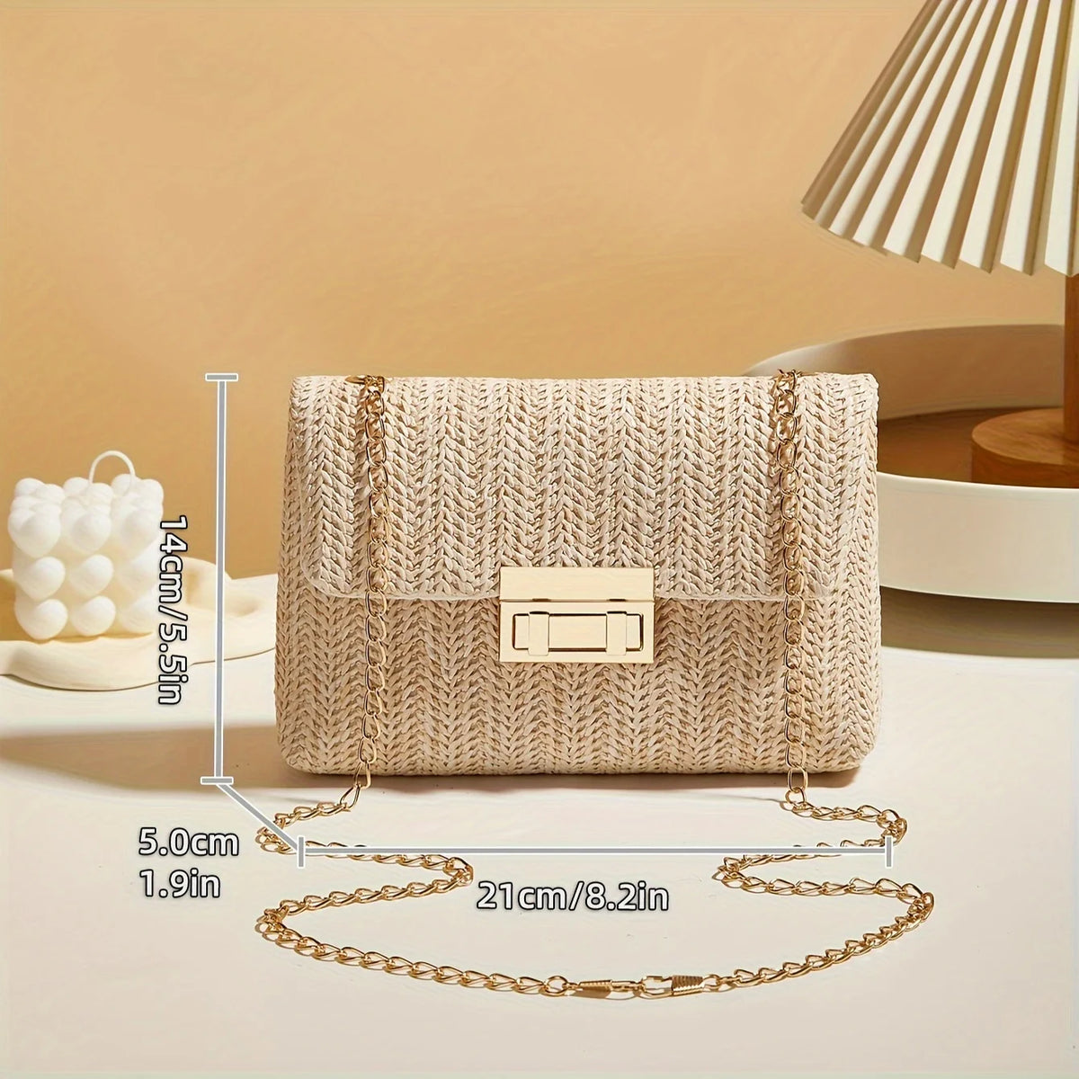Women's Woven Straw Crossbody Bag | Handwoven Shoulder Purse with Lock Closure