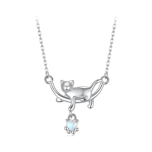 JEW001NEC    925 Sterling Silver Cat Necklace for Women - Klixstore
