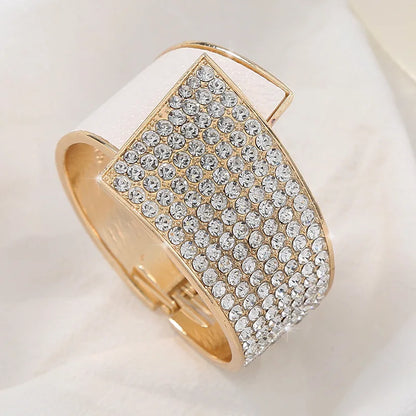 Diamond Leather Elastic Bangle