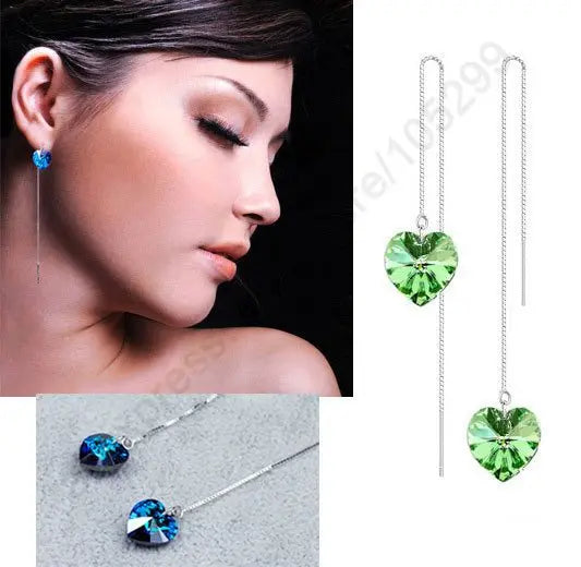 CZ Crystal Long Drop Earrings for Women