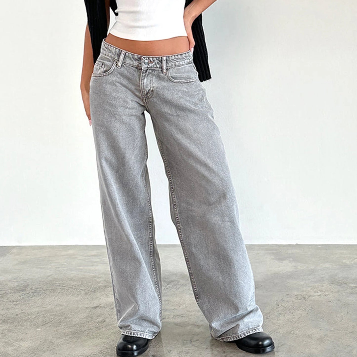 Women’s Loose Wide Leg Cargo Denim Pants 2025