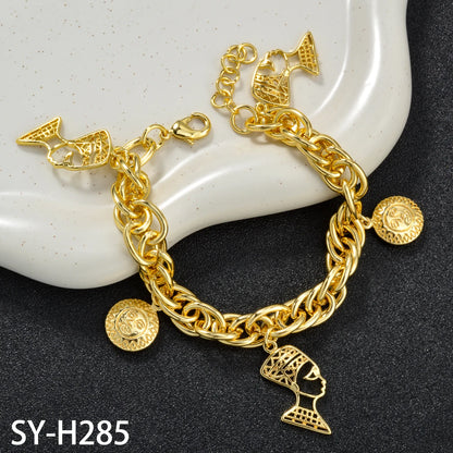Gold Crown Charm Bracelet