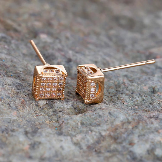 Geometric White Zircon Stud Earrings