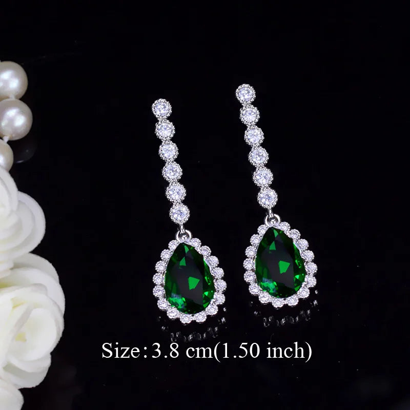 Water Drop CZ Silver Earrings