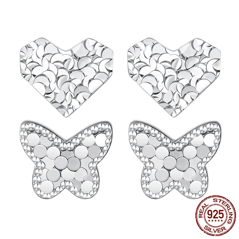 JEW032ER
 Dazzling Polished Heart Stud Earrings Glossy Scale Earrings for Pierced Women Girl Glittering Jewelry Fashion Accessories - Klixstore