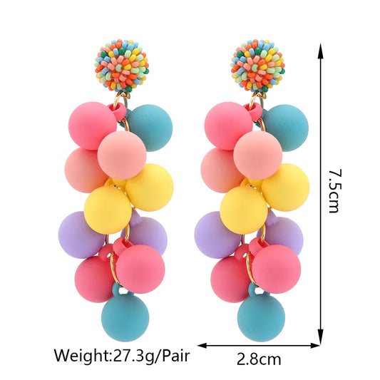 Colored Acrylic Ball Pendant Earrings