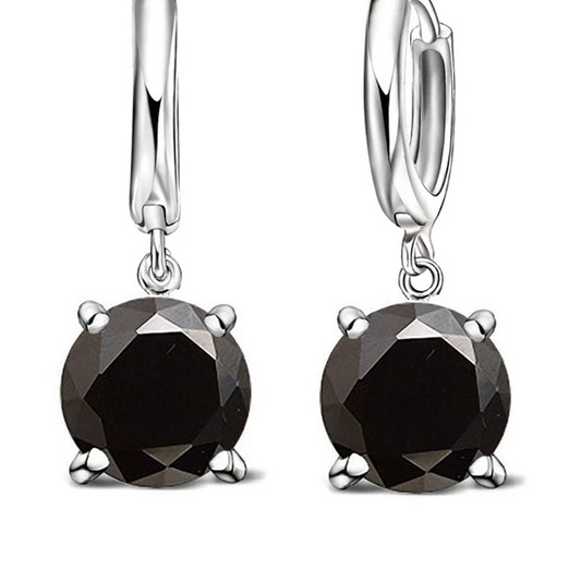 925 Silver CZ Crystal Round Earrings