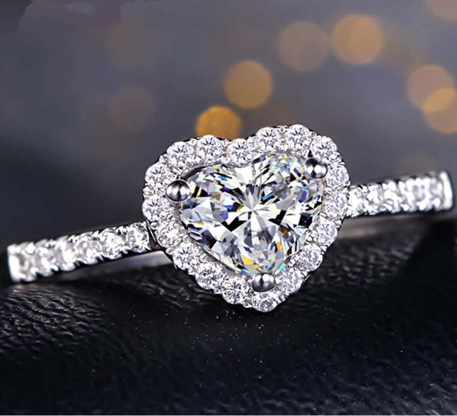 925 Sterling Silver Sparkling Crystal Ring for Women