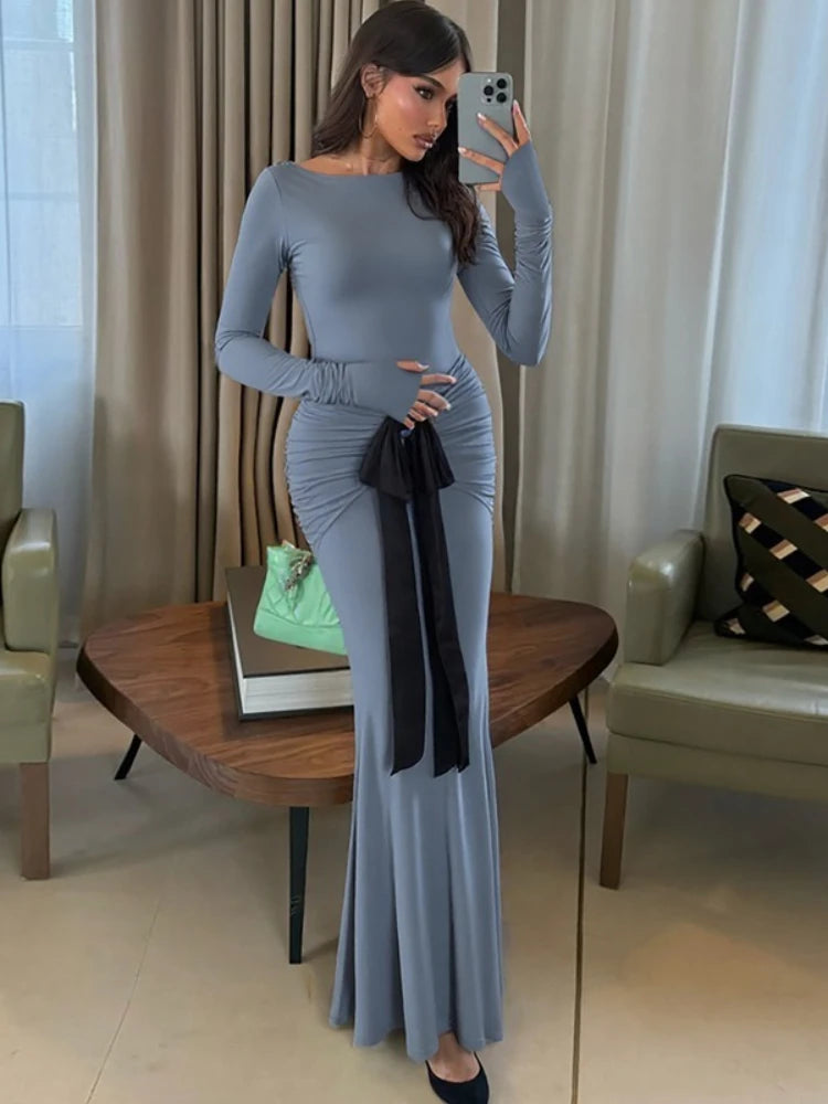 Elegant Ruched Bandage Bodycon Evening Dress for Women
 