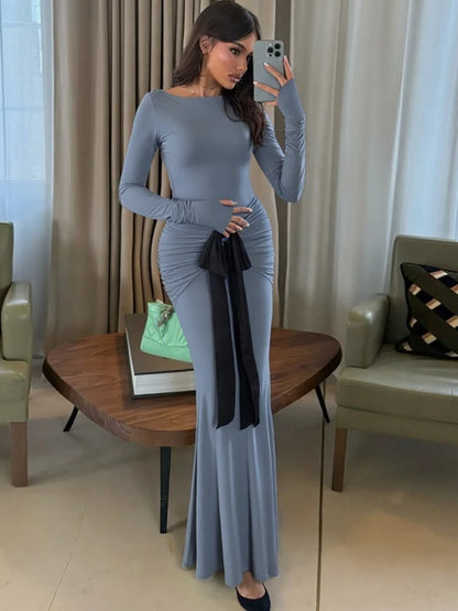 Elegant Ruched Bandage Bodycon Evening Dress for Women
 