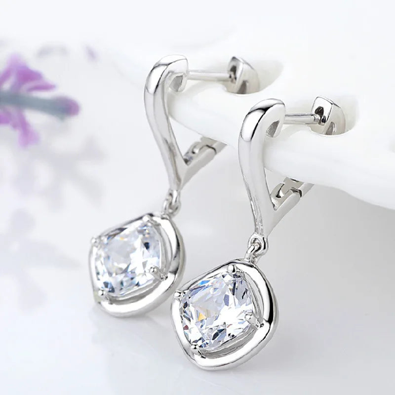 925 Sterling Silver Crystal Zircon Stud Earrings