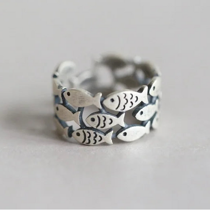 925 Sterling Silver Fish Shape Ring for Women