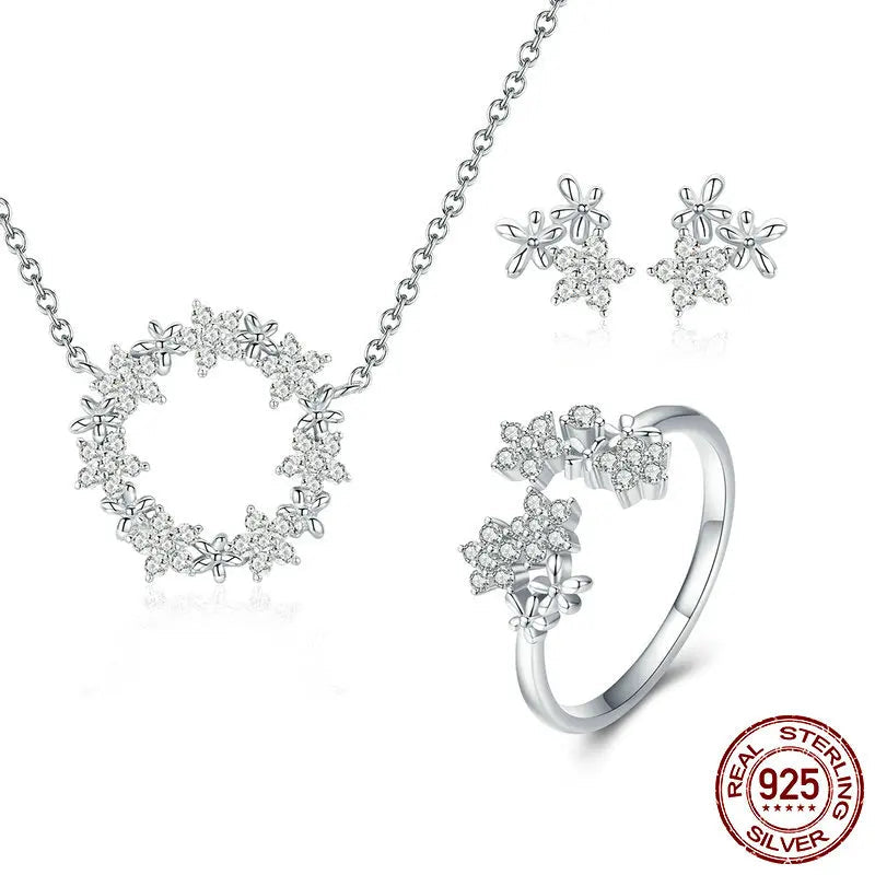 JEW003AX925 Sterling Silver Jewelry Sets Clear Cubic Zircon Shining Star - Klixstore