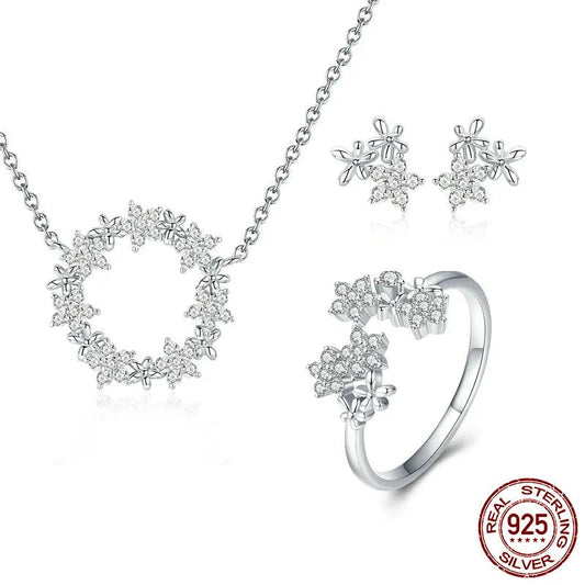 JEW003AX925 Sterling Silver Jewelry Sets Clear Cubic Zircon Shining Star - Klixstore