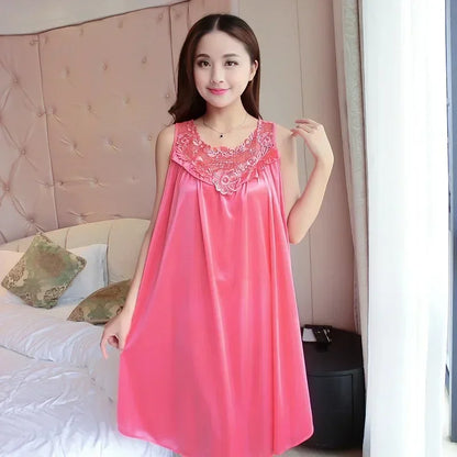 Lace Silk Spaghetti Strap Nightgown
