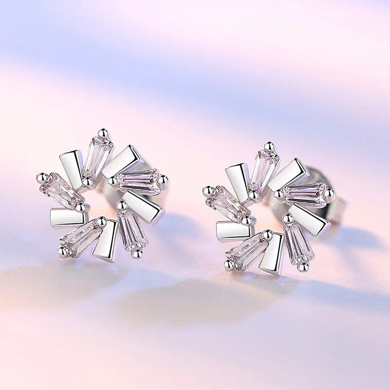 925 Sterling Silver Crystal Zircon Stud Earrings