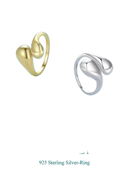 JEW040R
 925 Sterling Silver Chunky Adjustable Water Droplet Rings Handmade High Polished Thumb - Klixstore
