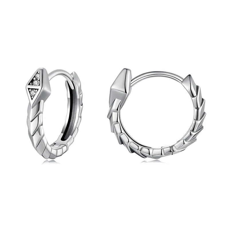 JEW005R Earrings 925 Sterling Silver Cute Snake Hoop - Klixstore