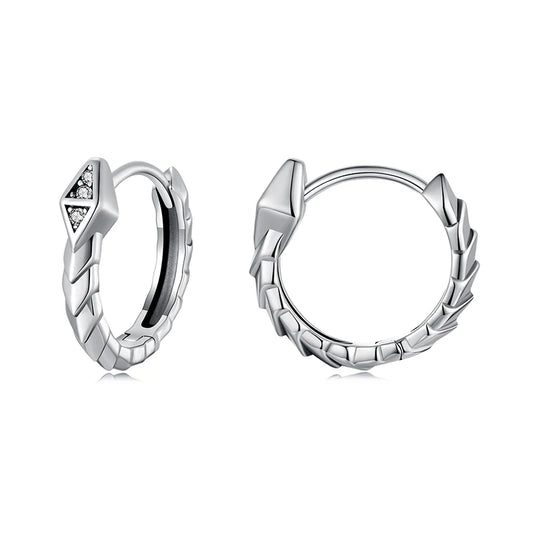 JEW005R Earrings 925 Sterling Silver Cute Snake Hoop - Klixstore