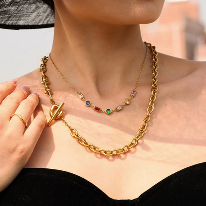 18K Gold Plated Chunky Chain Necklace for Women